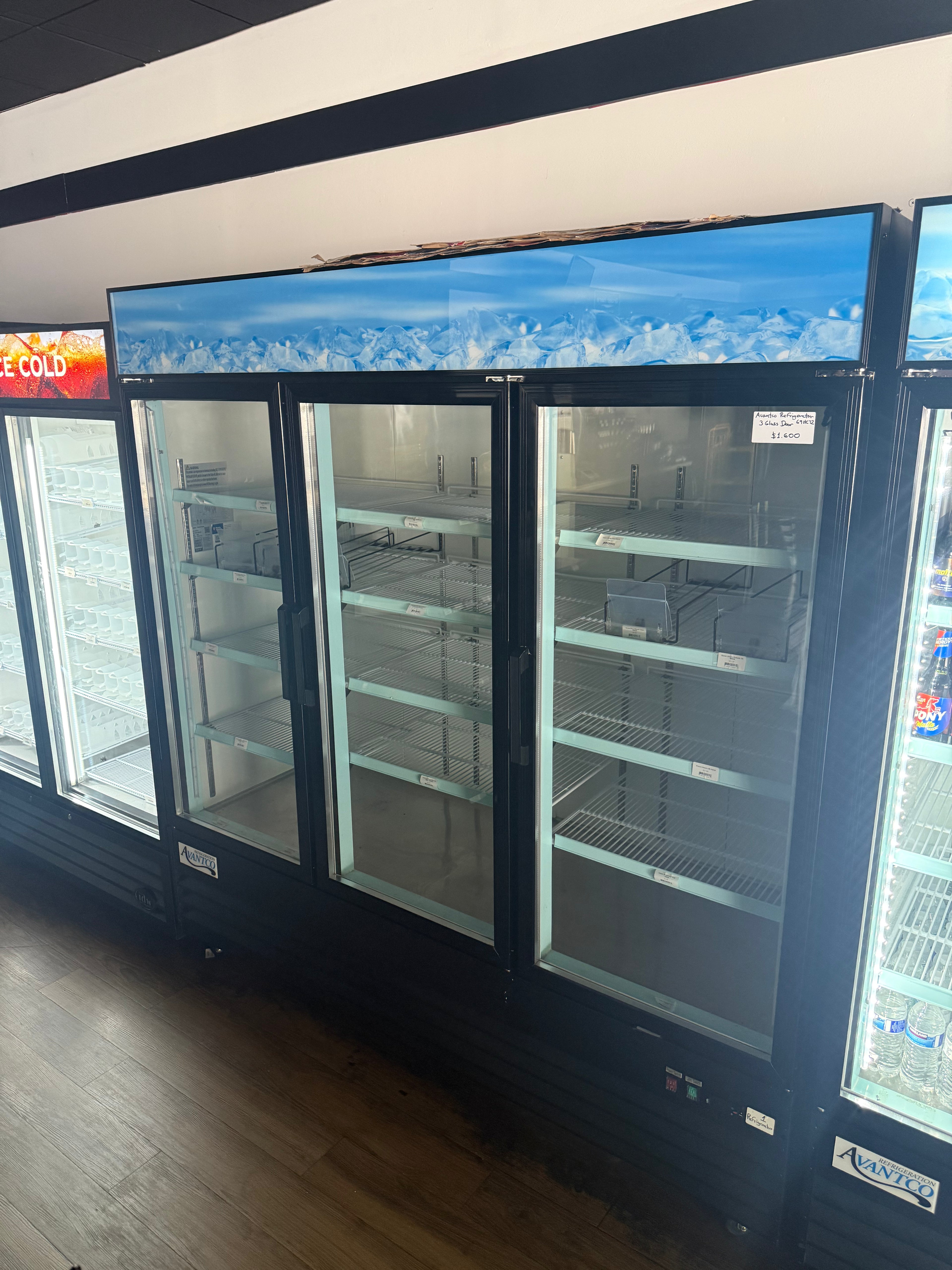 Avantco Glass 3 Door Merchandiser Refrigerator