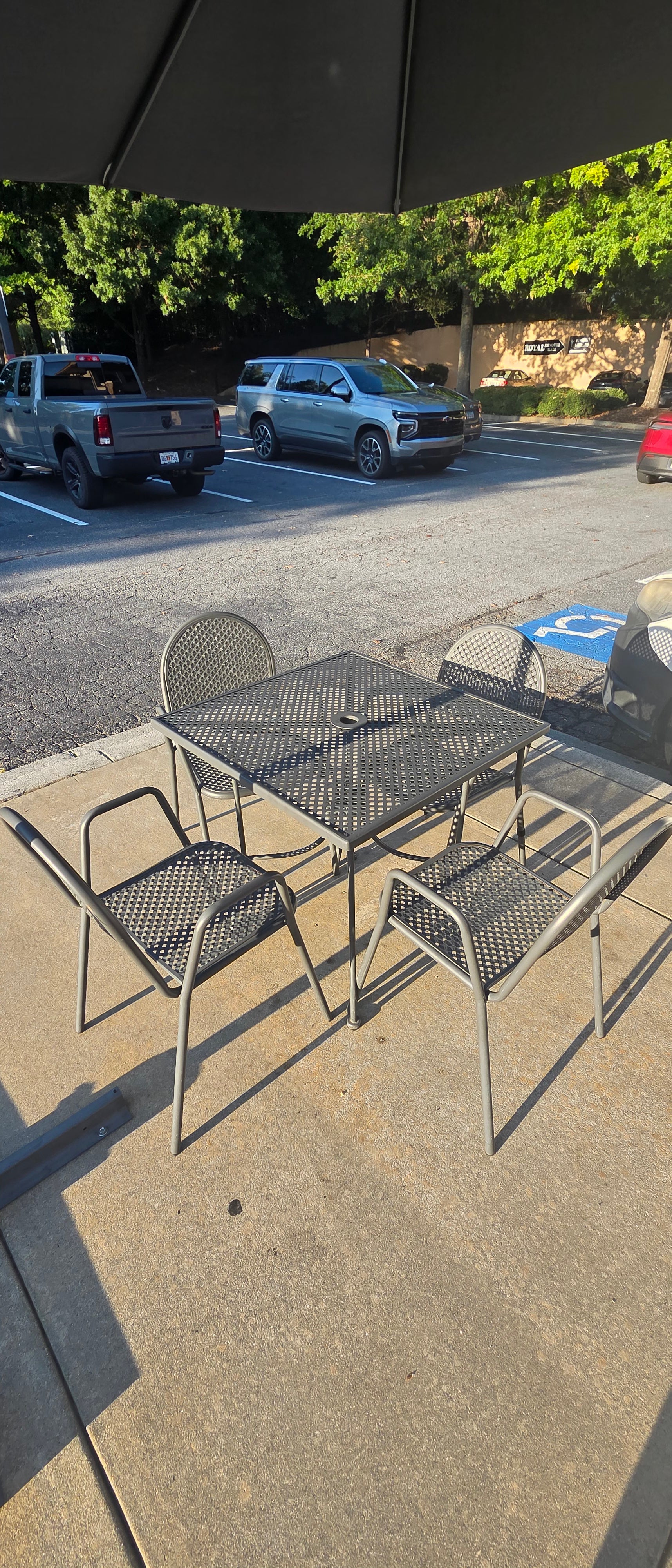 Commercial Outdoor Metal Mesh Patio Dining Set – Table + 4 Chairs